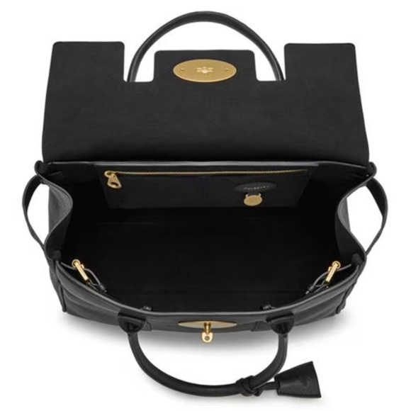 Mulberry Black Leather Tote with Gold Accents - Picture 2 of 8